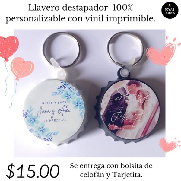 Llavero destapador con vinil imprimible