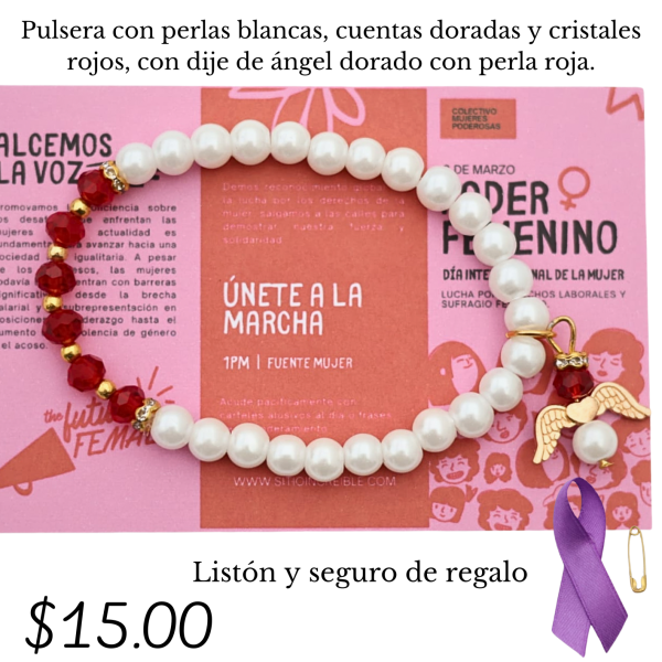Pulsera con perlas blancas