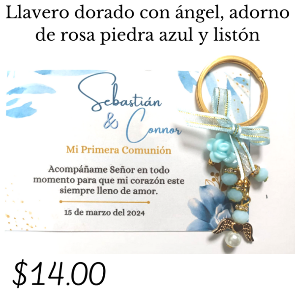 Llavero dorado con ángel