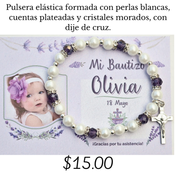Pulsera elástica con dije de cruz