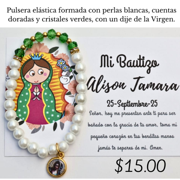 Pulsera elástica con dije de Virgen