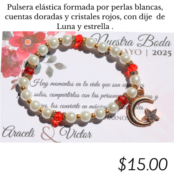 Pulsera elástica con dije luna y estrella