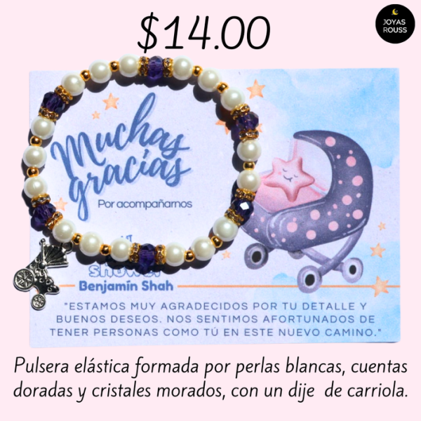 Pulsera elástica con dije de carriola