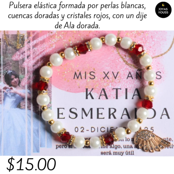 Pulsera elástica con ala dorada