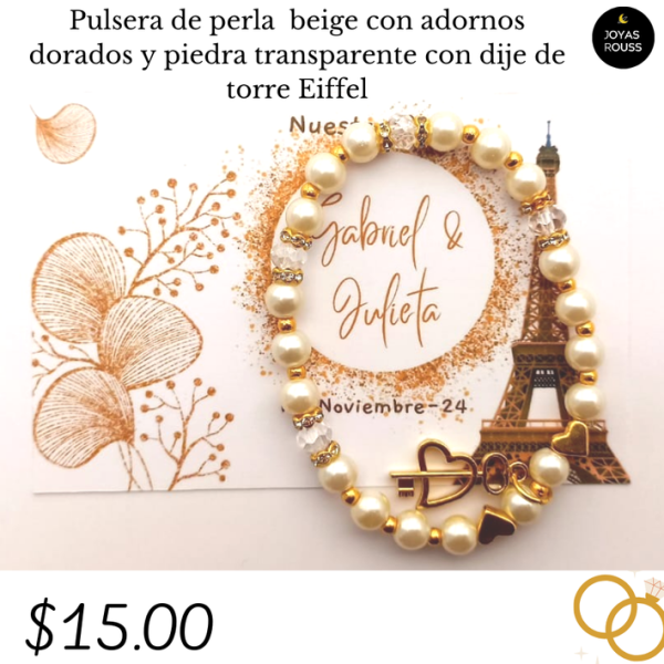 Pulsera de perla beige
