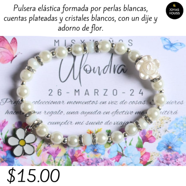 Pulsera elástico con dije de flor
