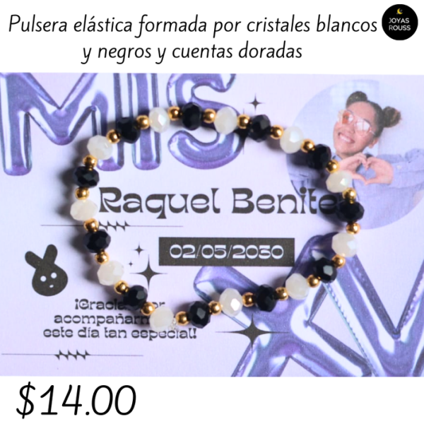 Pulsera elástica y cuentas doradas