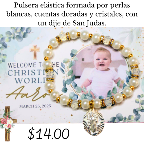 Pulsera elástica con dije de San Judas