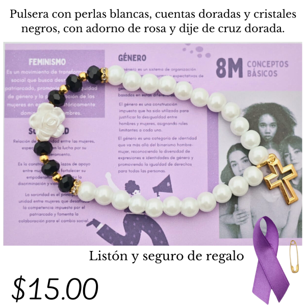 Pulsera con perlas blancas