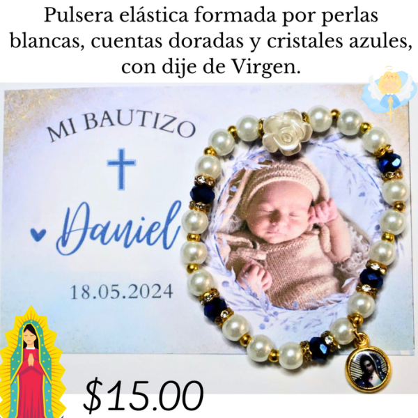 Pulsera elástica con dije de Virgen