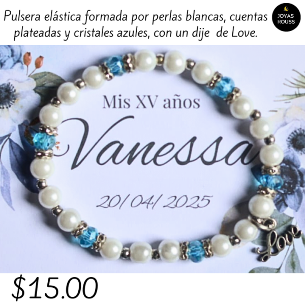 Pulsera elástica con dije de Love