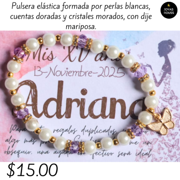Pulsera elástica con dije de mariposa
