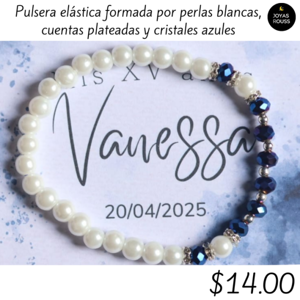Pulsera elástica y cristales azules