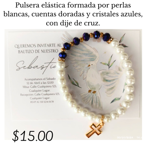 Pulsera elástica con dije de cruz