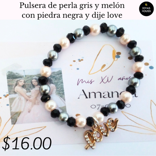 Pulsera de perla gris