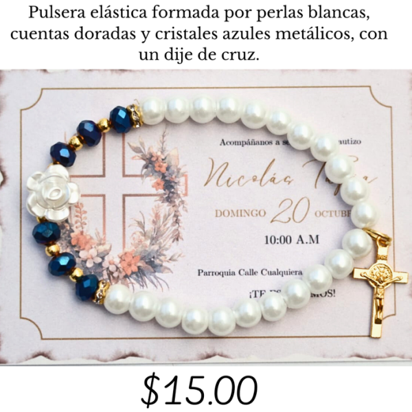 Pulsera elástica con dije de cruz