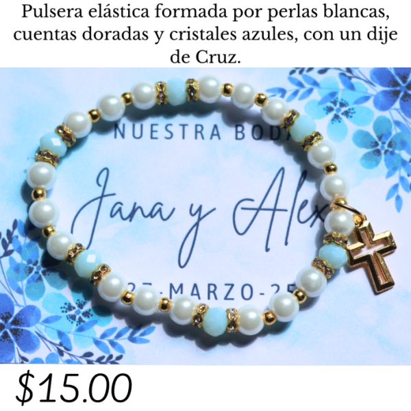 Pulsera elástica con dije de cruz