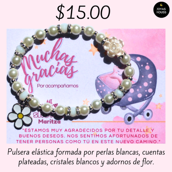 Pulsera elástica y adornos de flor