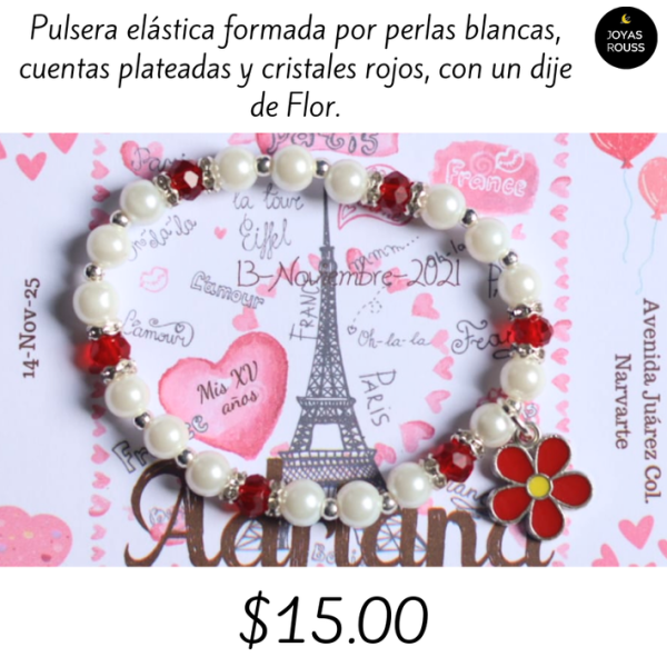 Pulsera elástica con dije de flor