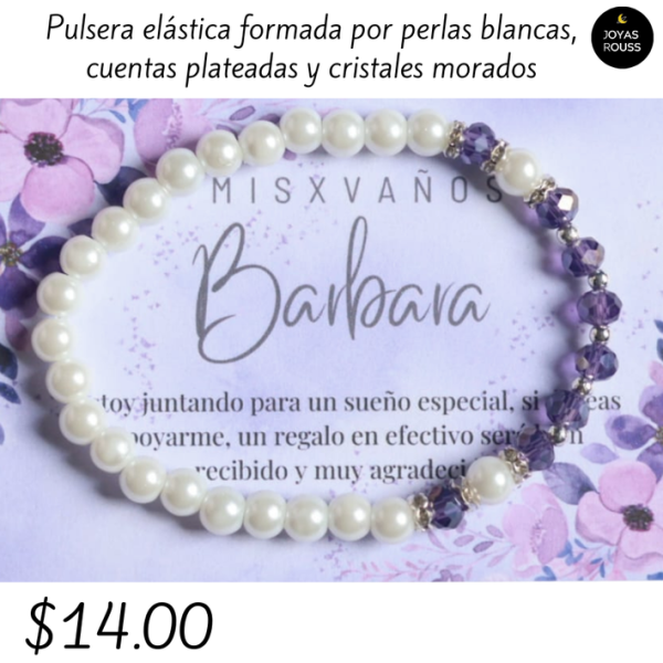Pulsera elástica con cristales morados
