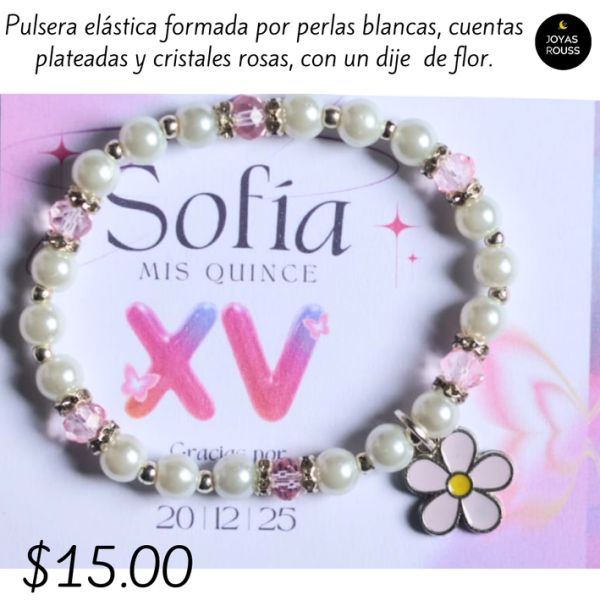 Pulsera elástica con dije de flor