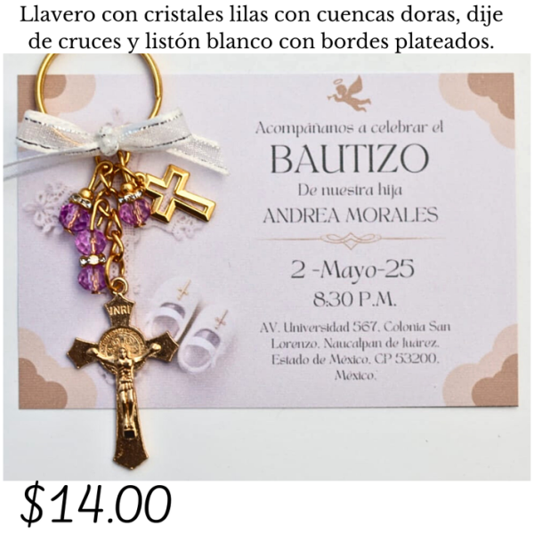 Llavero con cristales lilas