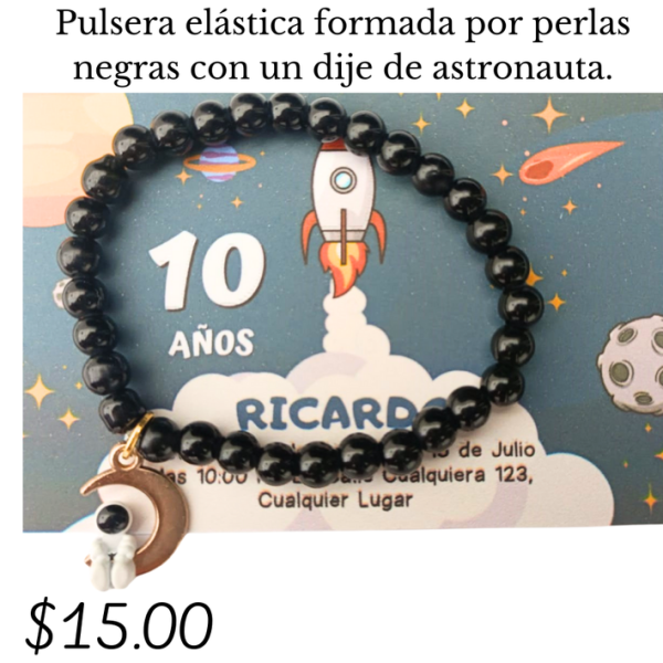 Pulsera elástica con perlas negras