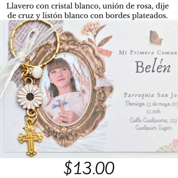 Llavero con cristal blanco