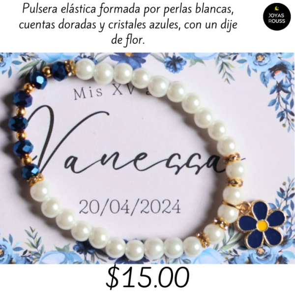 Pulsera elástico con dije de flor
