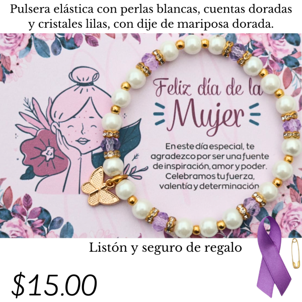 Pulsera elástica con dije de mariposa