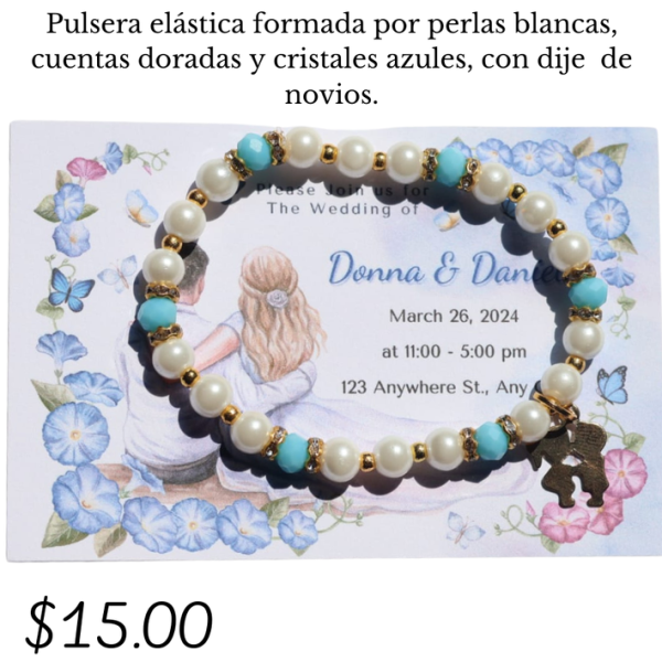 Pulsera elástica con dije de novios