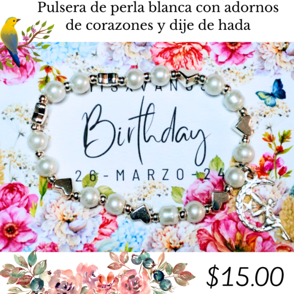 Pulsera de perla blanca