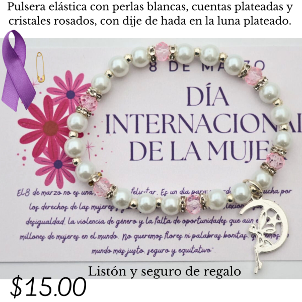 Pulsera elástica con dije de hada