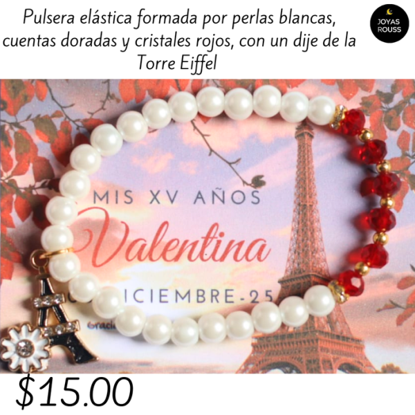 Pulsera elástica con dije de Torre Eiffel