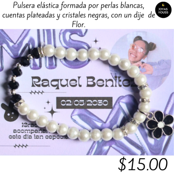 Pulsera elástica con dije de flor
