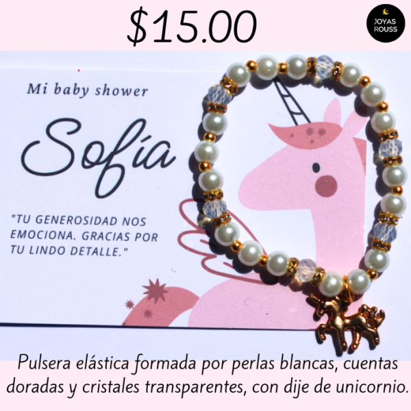Pulsera elástica con dije de unicornio