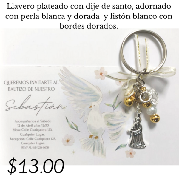 Llavero con dije de santo